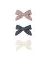 Quincy Mae Bow With Clip Set Of 3   QMA213NITE   Indigo, Mauve, Ivory