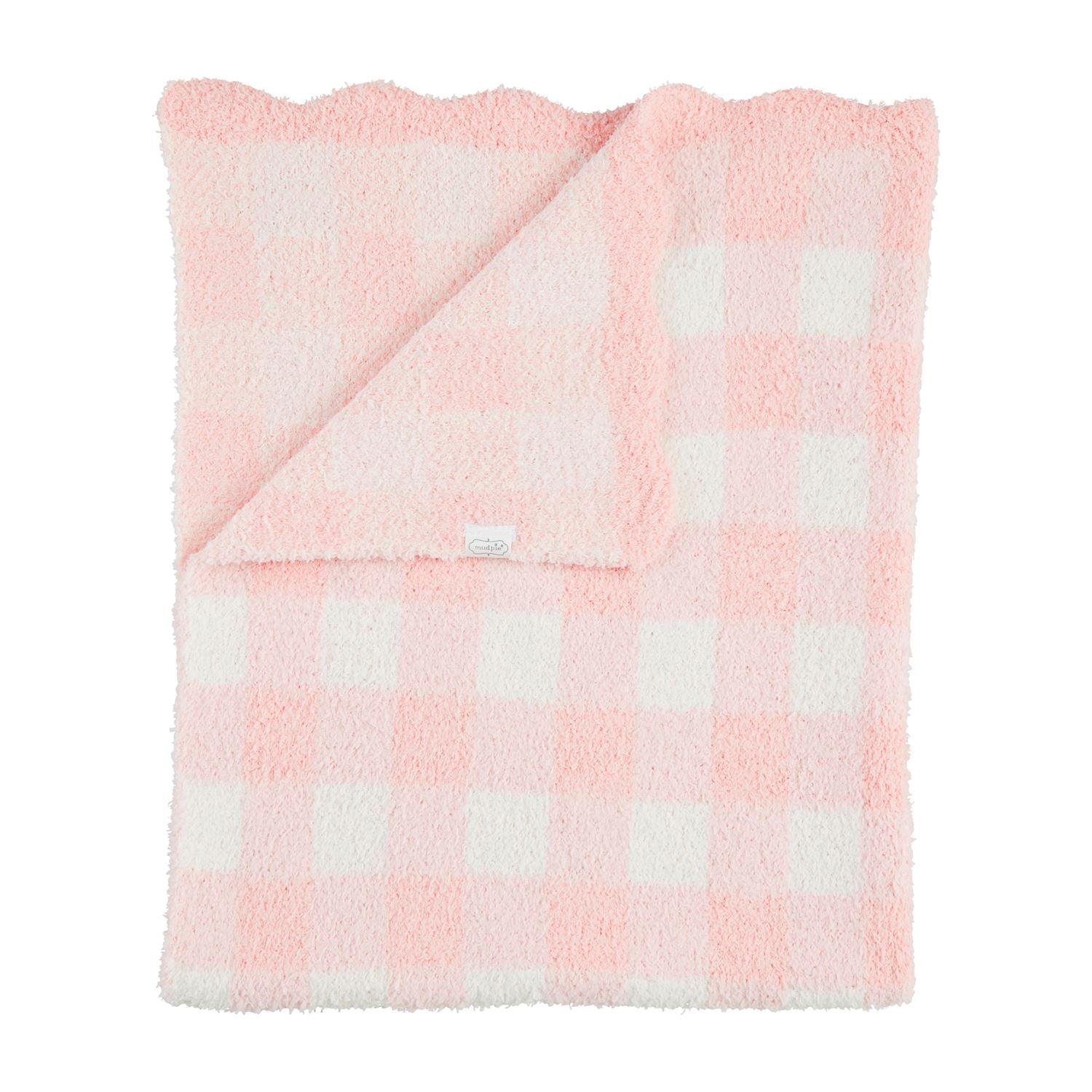 Mudpie Pink Gingham Chenile Blanket 11000257