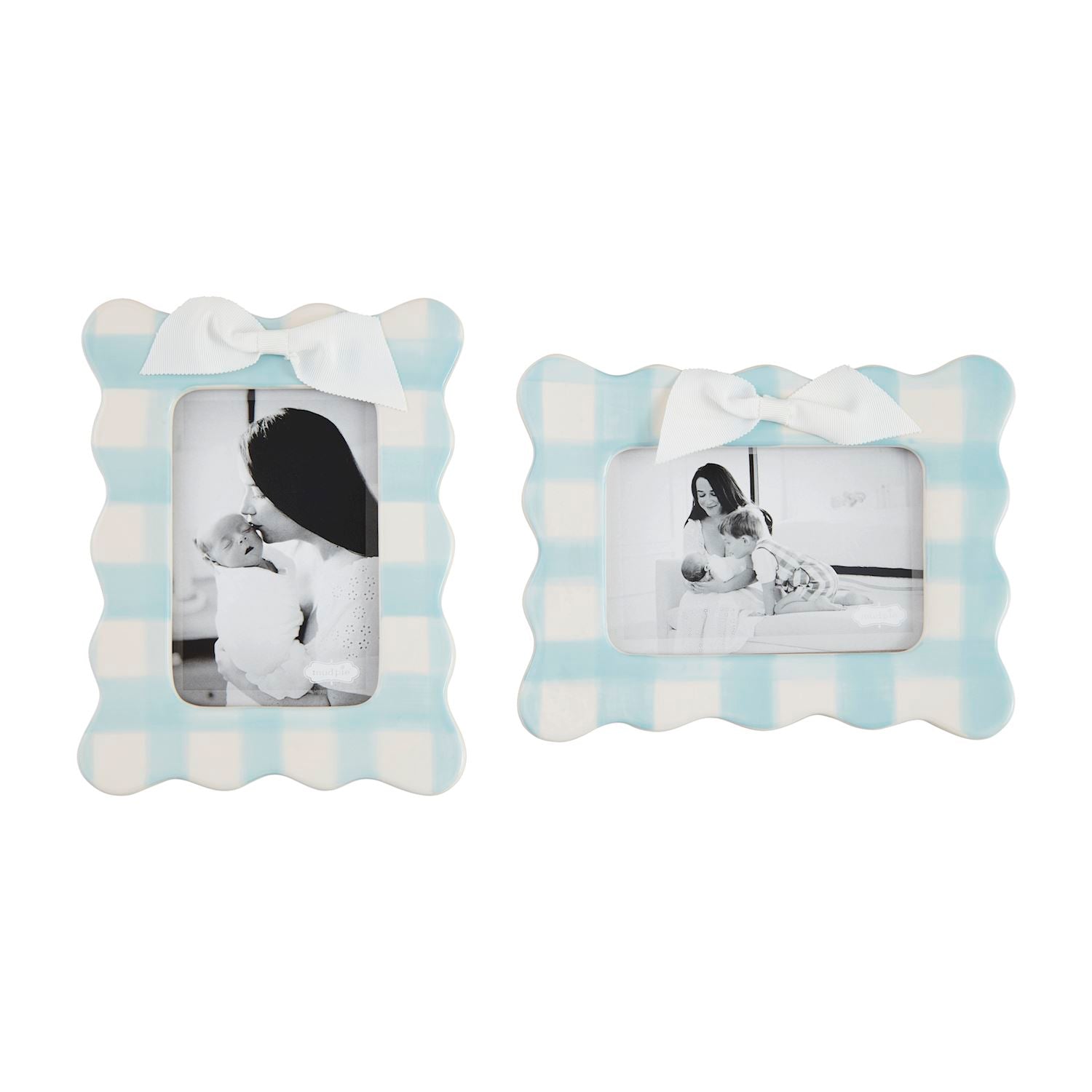 Mudpie Gingham Bow Frame 16900014 Blue