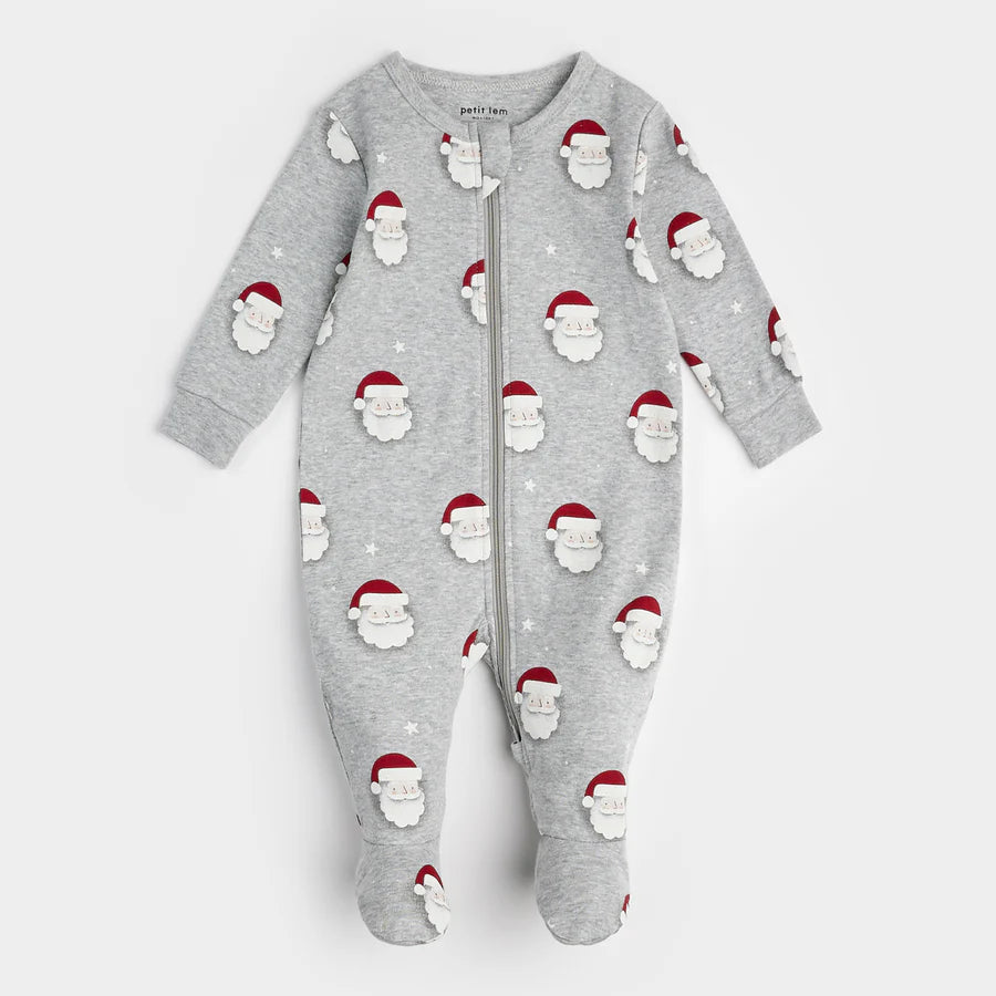 Petit Lem Baby Footed Sleeper   23HRS50P   Santa Print