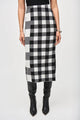 Joseph Ribkoff Plaid Jacquard Knit Skirt  243947  Black/Vanilla