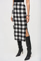 Joseph Ribkoff Plaid Jacquard Knit Skirt  243947  Black/Vanilla