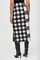 Joseph Ribkoff Plaid Jacquard Knit Skirt  243947  Black/Vanilla