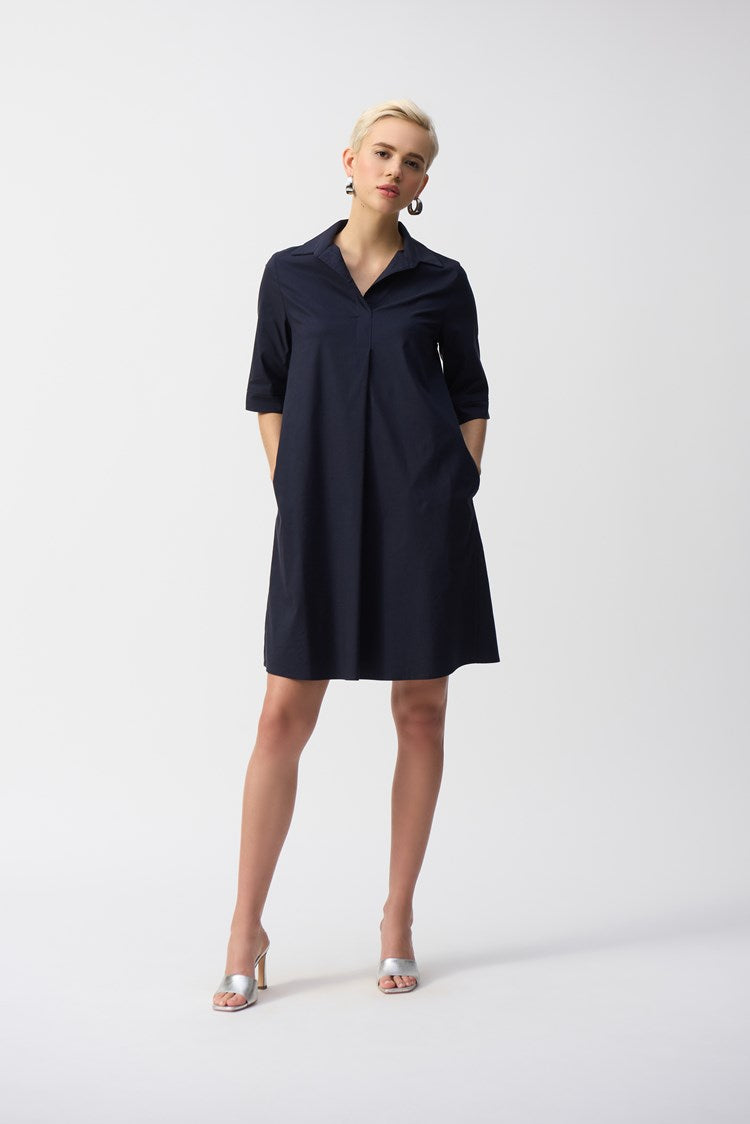 Joseph Ribkoff Stretch Poplin Trapeze Dress  251153  Midnight Blue