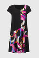 Joseph Ribkoff Silky Knit Trapeze Dress  251203  Black/Multi