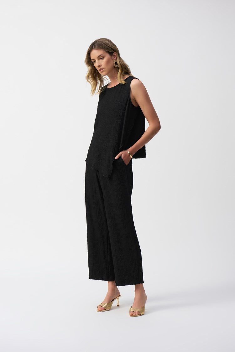 Joseph Ribkoff Seersucker Wide Leg Pull-On Pant  251227  Black