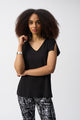 Joseph Ribkoff SJersey Short Sleeve Boxy Top  250229  Black