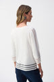 Joseph Ribkoff Sweater with Mesh Stripe Detail 251946 Vanilla