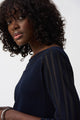 Joseph Ribkoff Pullover with Mesh Stripe Detail  251946  Midnight Blue