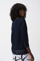 Joseph Ribkoff Pullover with Mesh Stripe Detail  251946  Midnight Blue