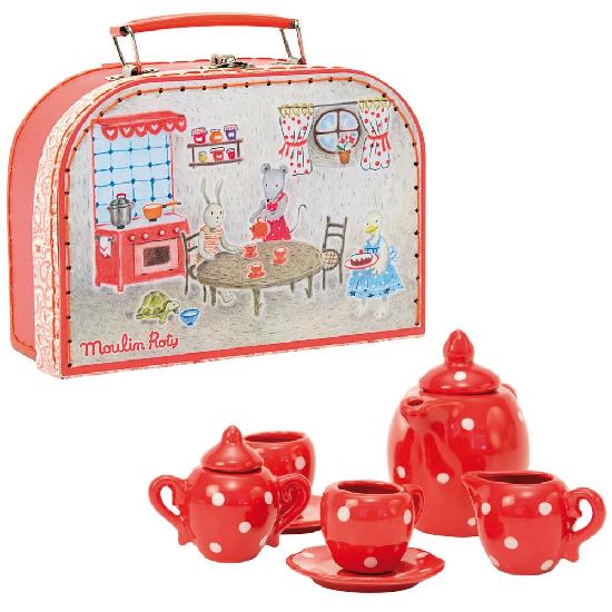 Moulin Roty Red Ceramic Tea Set   632400  Grande Famille