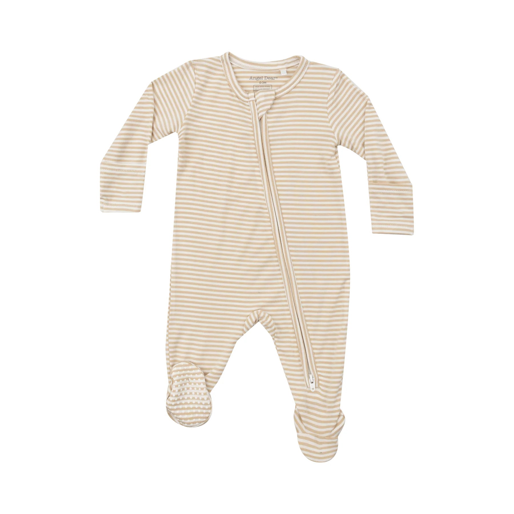 Angel Dear 2 Way Zipper Footie  651-F24-BGS1  Beige Stripe