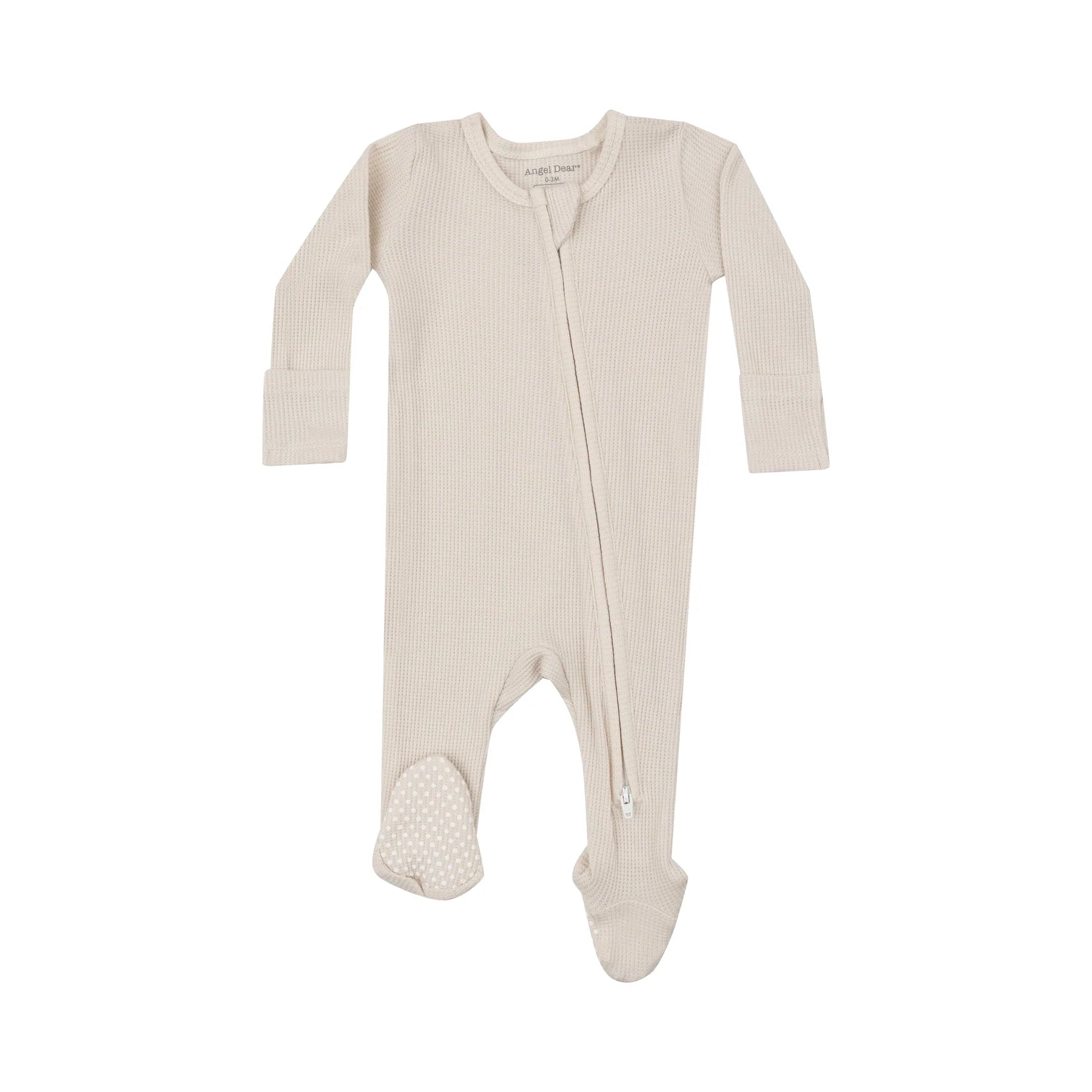 Angel Dear 2 Way Zipper Footie   651-F24SOO1  Waffle Solid Oatmeal