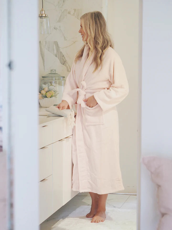 Sheepy Fleece Robe  -  Pale Rose