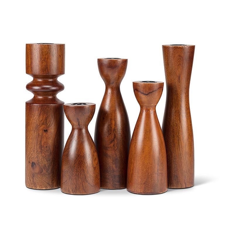 Acopa 4 Matte Brown Wooden Salt Shaker and Pepper Mill Set