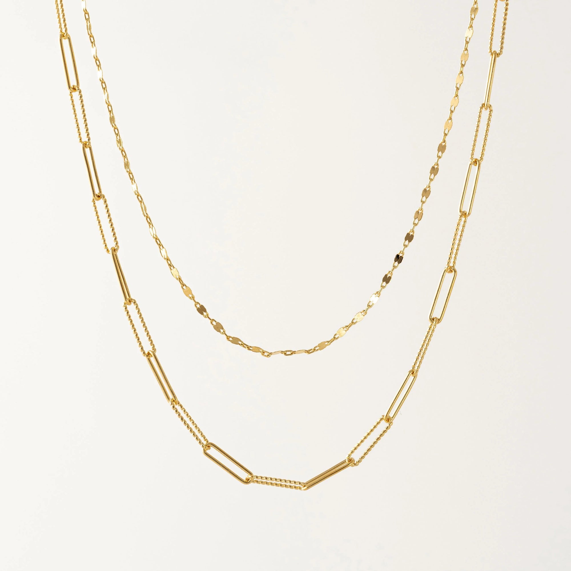 Lovers Tempo Arlo Paperclip Layered Necklace Gold