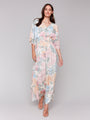 Charlie B Short Dolman Sleeve Maxi Dress/Side Slits  C3201-P877  Dahlia