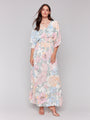Charlie B Short Dolman Sleeve Maxi Dress/Side Slits  C3201-P877  Dahlia