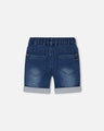 Deux Par Deux Boys French Terry Denim Shorts  F30YB25  Navy Denim *