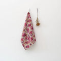 Linen Tales Kitechen Towel - Fuchsia Flowers On Natural *