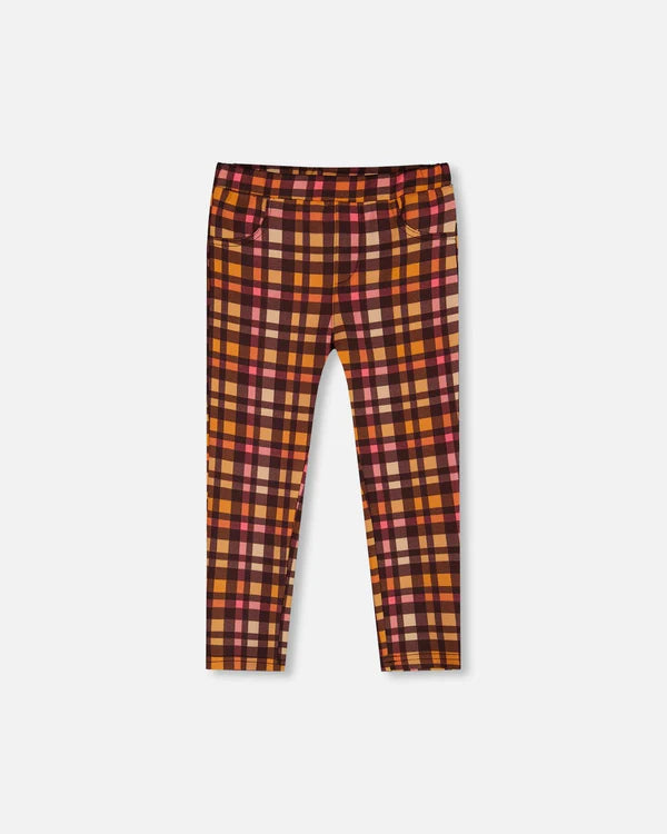 Deux Par Deux Girls Plaid Treggings  G20H22-080  Pink & Brown Plaid *