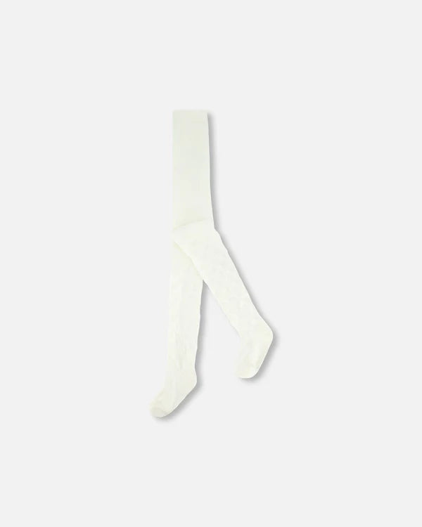 Deux par Deux Girls Jacquard Tights G20NGT Off White