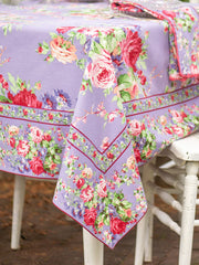 April Cornell Cottage Rose Periwinkle Tablecloth 54X54 - Crocus & Ivy  Interiors