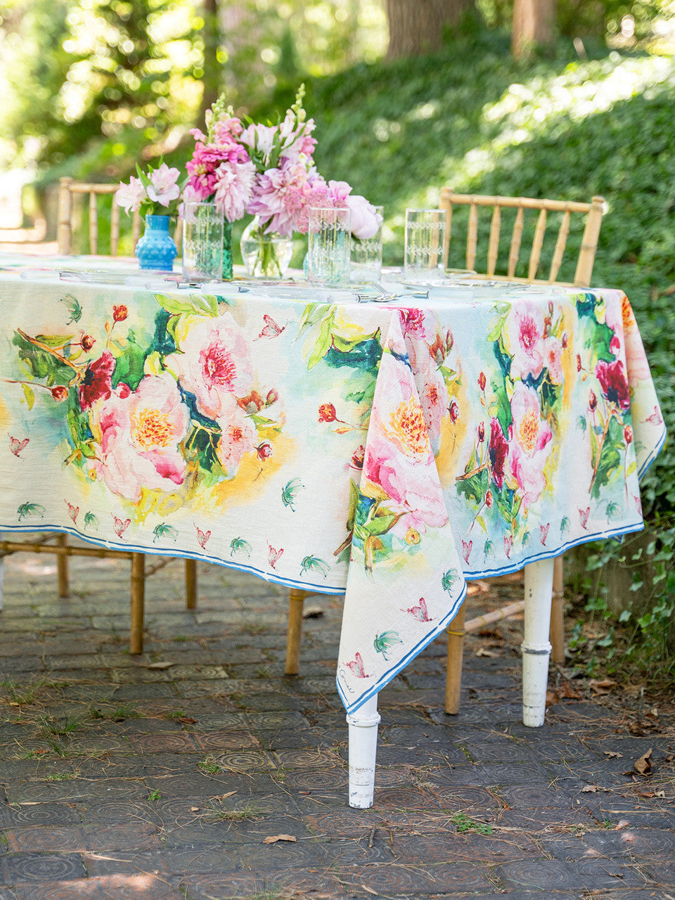 April Cornell Peony Watercolour Tablecloth  53 x 53"