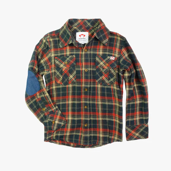 Cotton Flannel Shirt - Green/checked - Kids