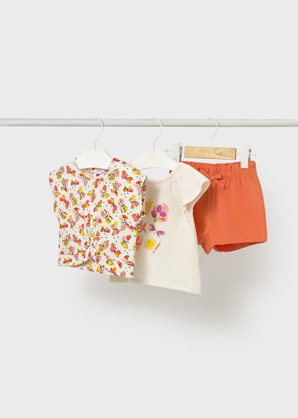 Mayoral Baby Girl 3 Pce. Short Set   1232-92   Zanahoria