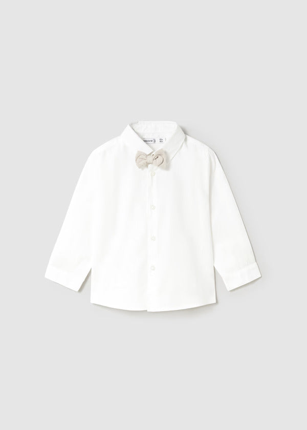 Mayoral Baby Boy Dress Shirt With Bowtie    1113-89   Blanco