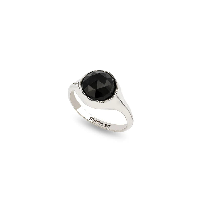 Pyrrha Black Onyx Large Faceted Stone Set Ring  R31-7054-306