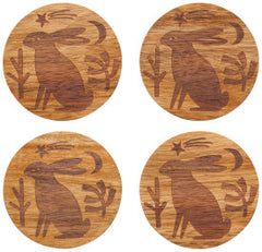 Danica Timber Engraved Coaster Set 4 DCO1407D Crocus Ivy Interiors