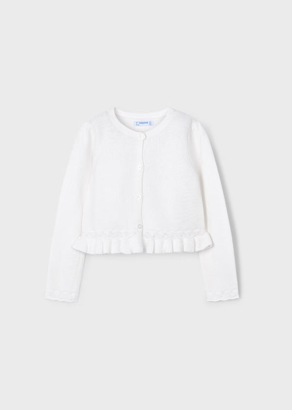 Mayoral Girls Fancy Cardigan    3374-84   Blanco