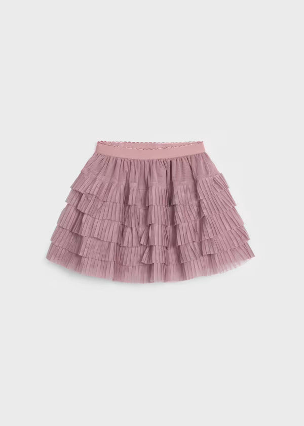 Mayoral Girls Pleated Tulle Skirt   4902-17   Rosado