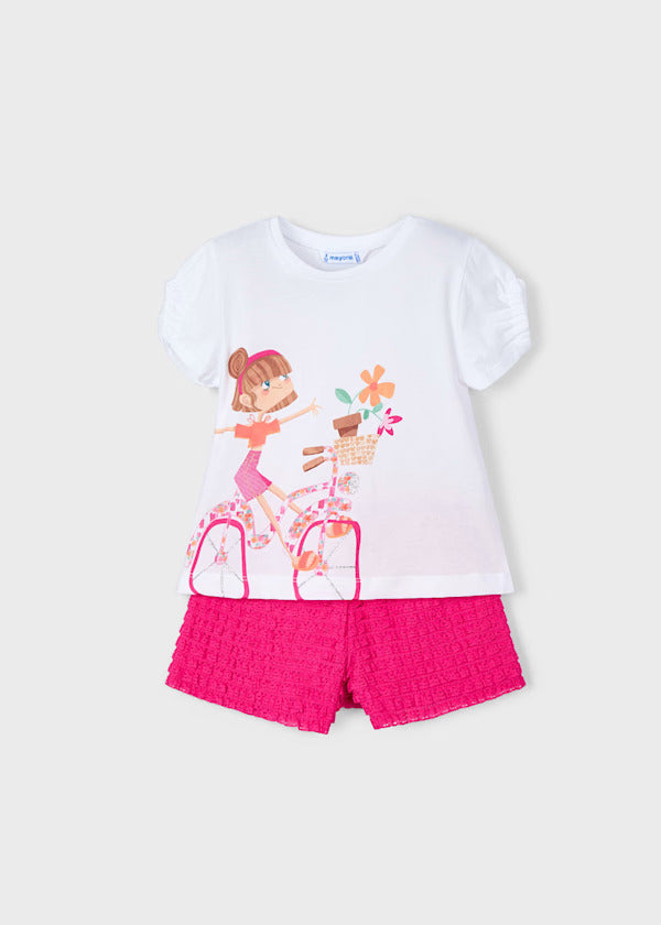 Mayoral Girls 2 Piece Short Set   3211-89   Magenta