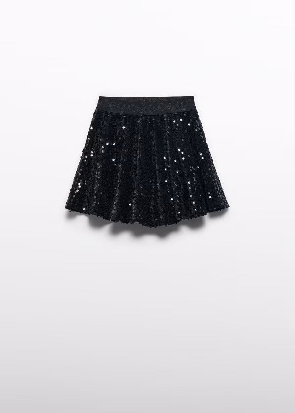 Abel & Lula Girls Velvet Sequin Skirt   5519-5   Black