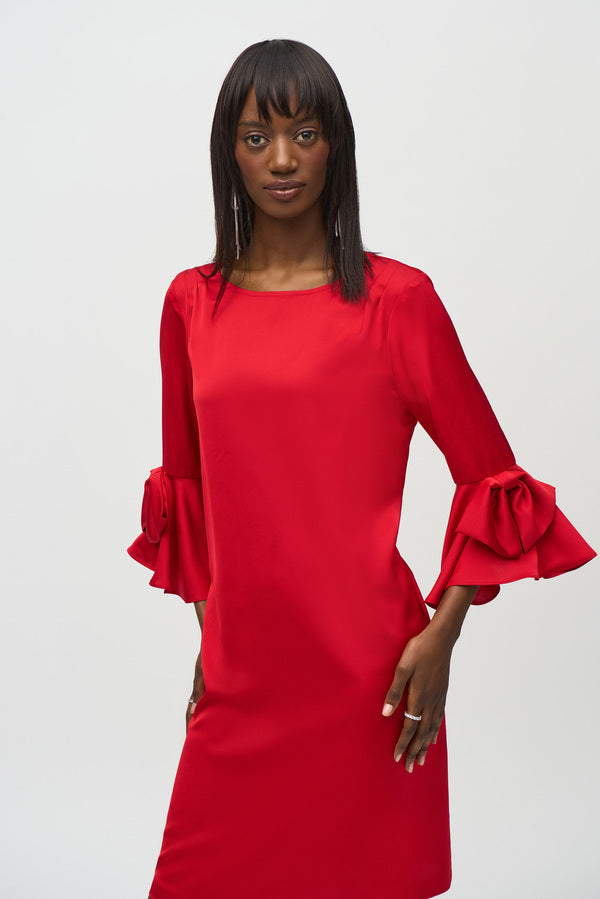 Joseph Ribkoff Satin Riffle Sleeve Straight Dress 244235