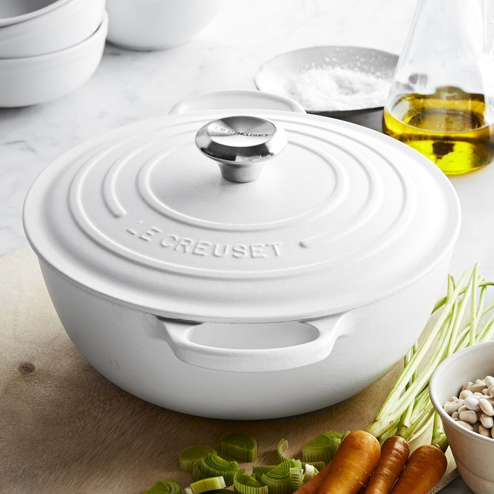 Le Creuset 6.2L Shallow Round French Oven  -  Gloss White (Blanc)*