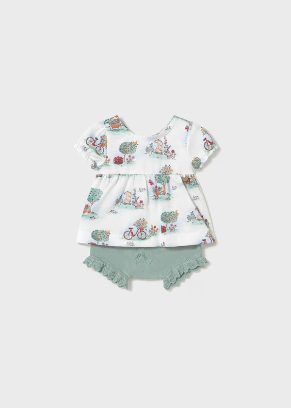Mayoral Baby Girl Bloomer & Blouse Set   1257-90   Menta