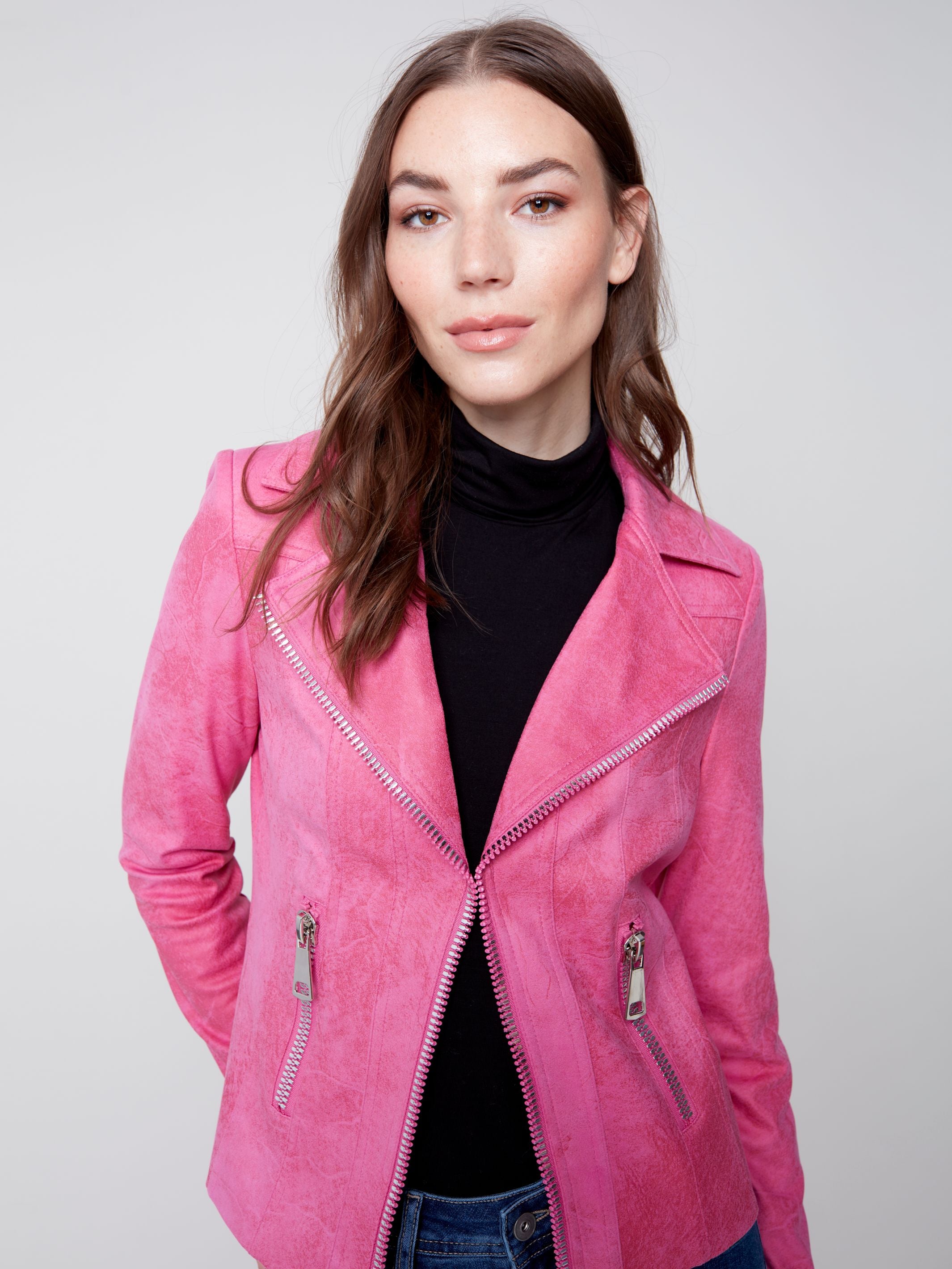 Hot pink moto on sale jacket