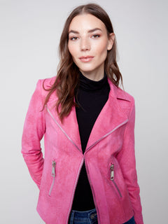 Hot pink shop suede jacket