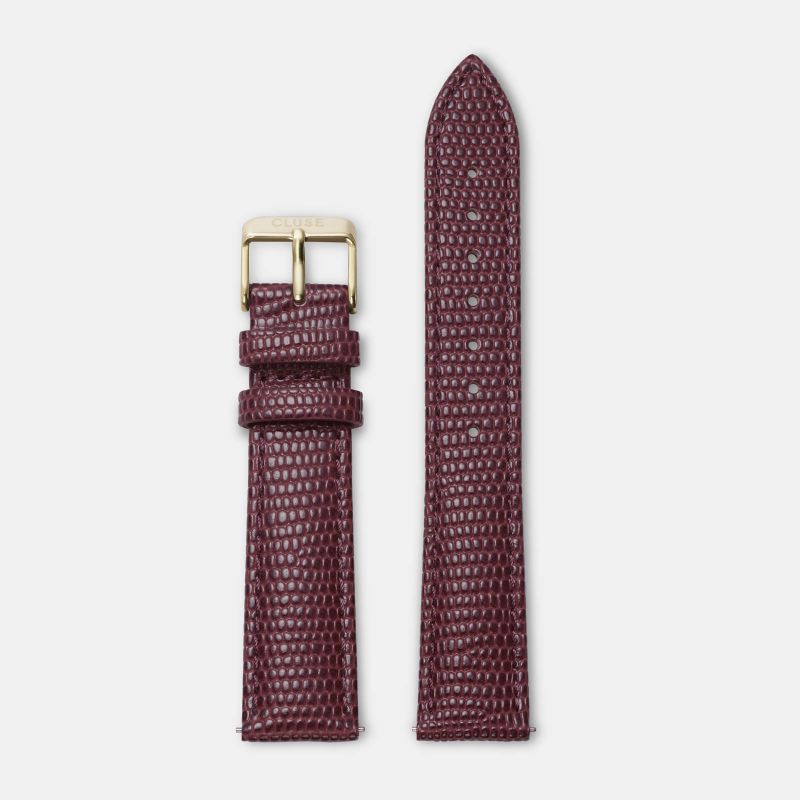 Cluse Strap - Burgundy Lizard with Gold  CLS079*