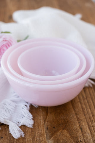 Mosser Glass Mixing Bowl Set 3 Crown Tuscan Pink Crocus Ivy Interiors