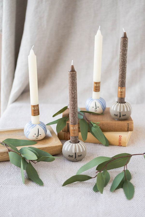 Indaba Sandy Clay Taper Candle Holder - Crocus & Ivy Interiors